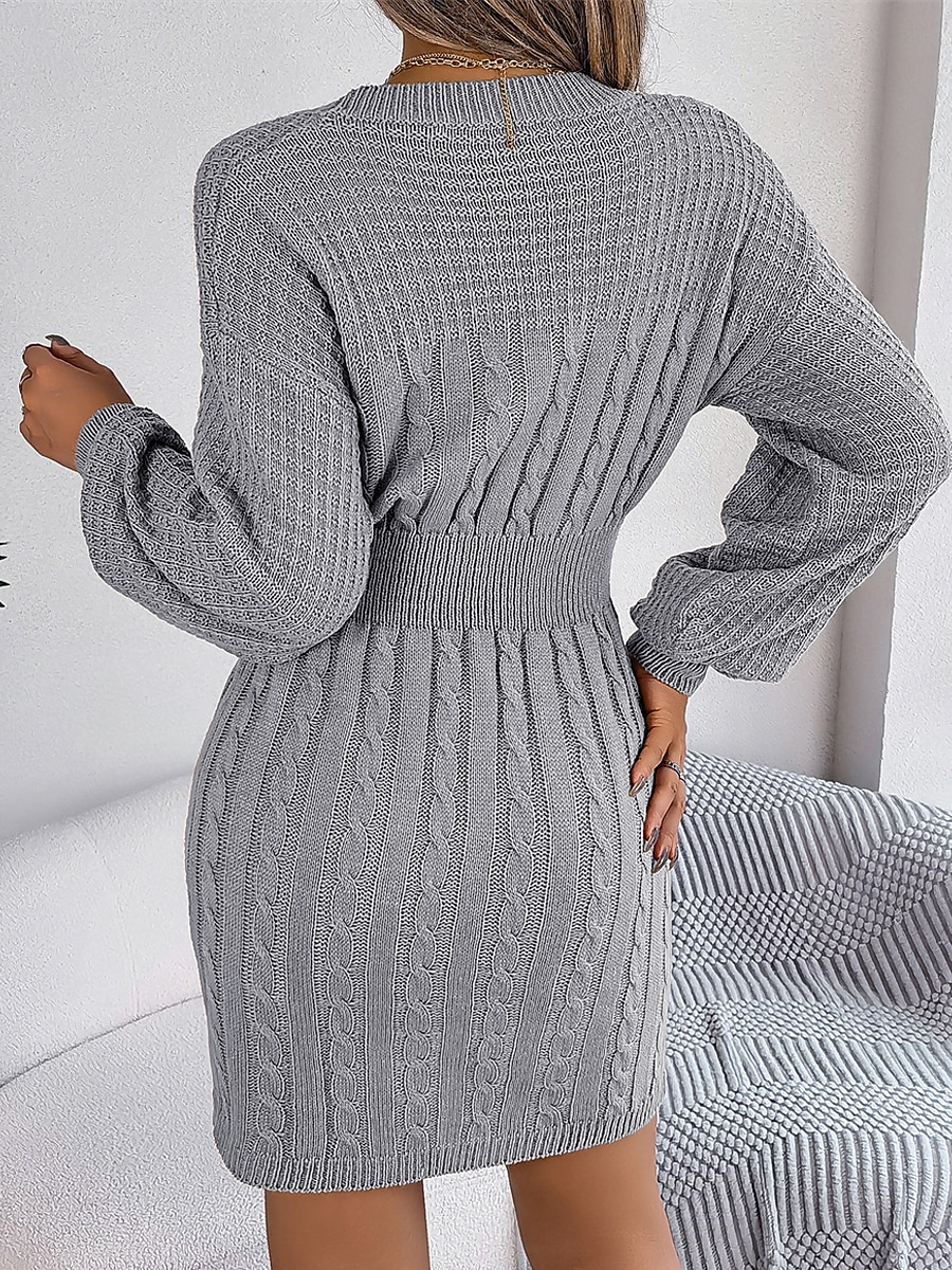 Women's Sweater Dress Jumper Dress Casual Dress Mini Dress Fashion Pure Color Outdoor Daily Going out Crew Neck Long Sleeve