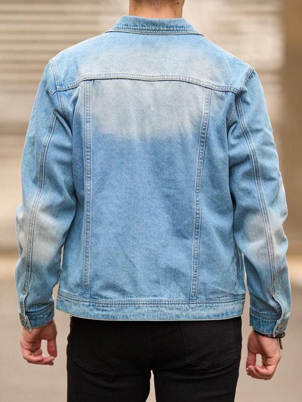 Men Flap Pocket Denim Jacket