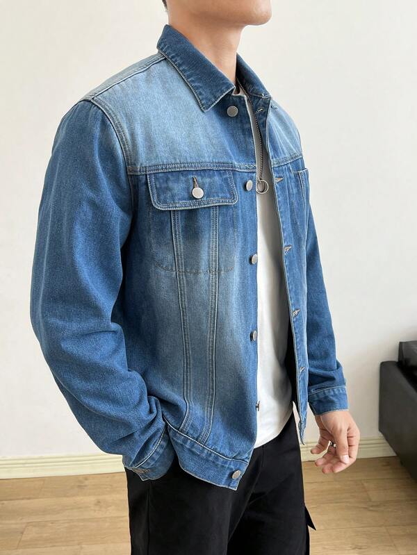 Men Flap Pocket Denim Jacket