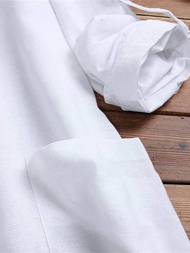 Women's Casual Dress Cotton Linen Dress Swing Dress Midi Dress Cotton Blend Basic Casual Outdoor Daily Vacation V Neck Pocket Long Sleeve Summer Spring Fall 2023 Loose Fit White Blue Plain M L XL 2XL