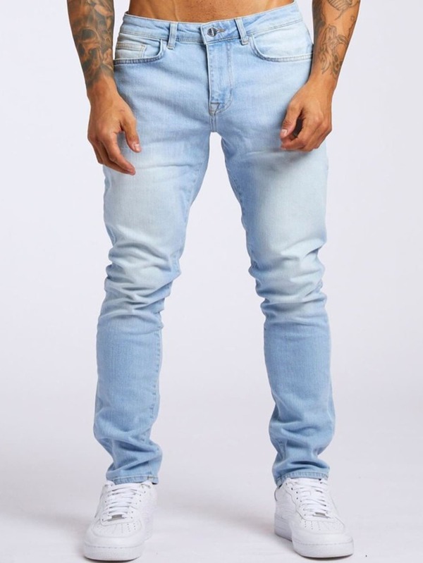 ROMWE Guys Cotton Washed Jeans