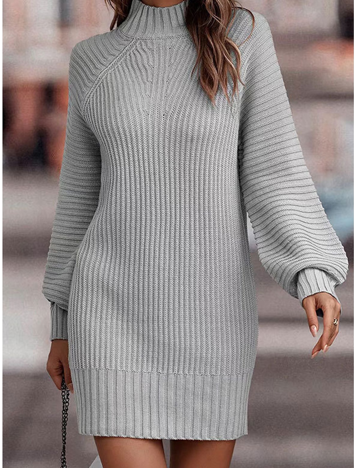 Women's Sweater Dress Winter Dress Jumper Dress Mini Dress Ribbed Daily Date Vacation Active Fashion Turtleneck Long Sleeve