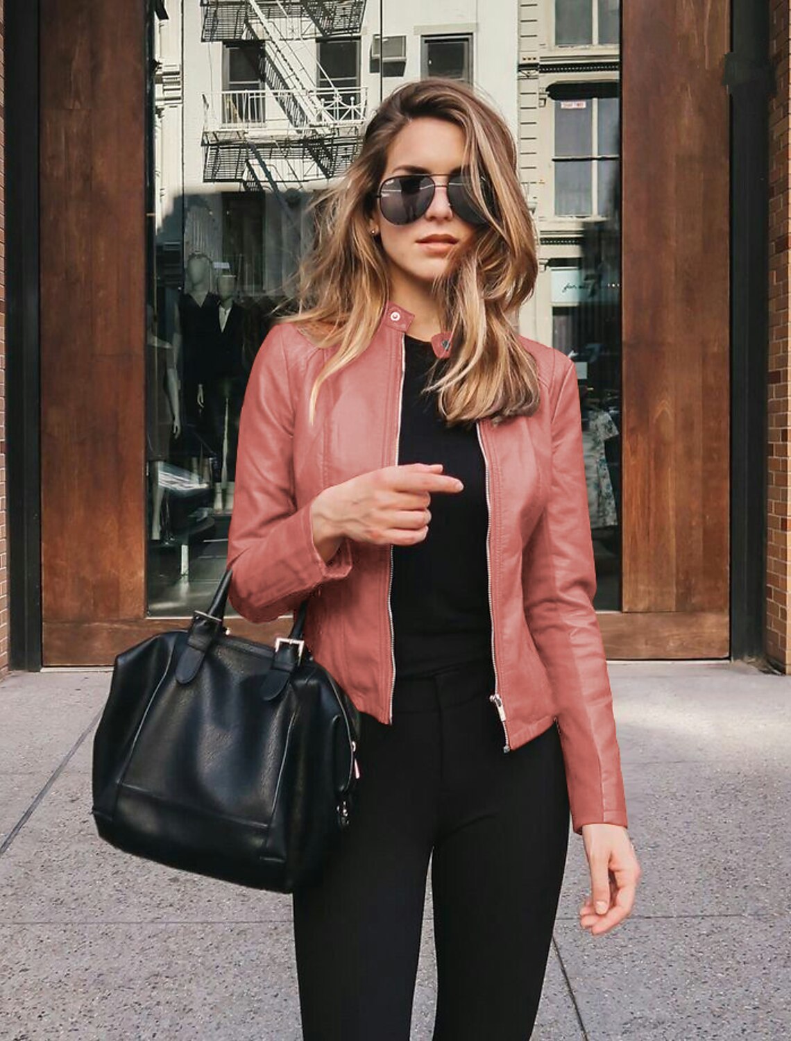 Women's Faux Leather Jacket Chic & Modern Casual Full Zip Outdoor Office Office / Career Street Faux Leather Coat Winter