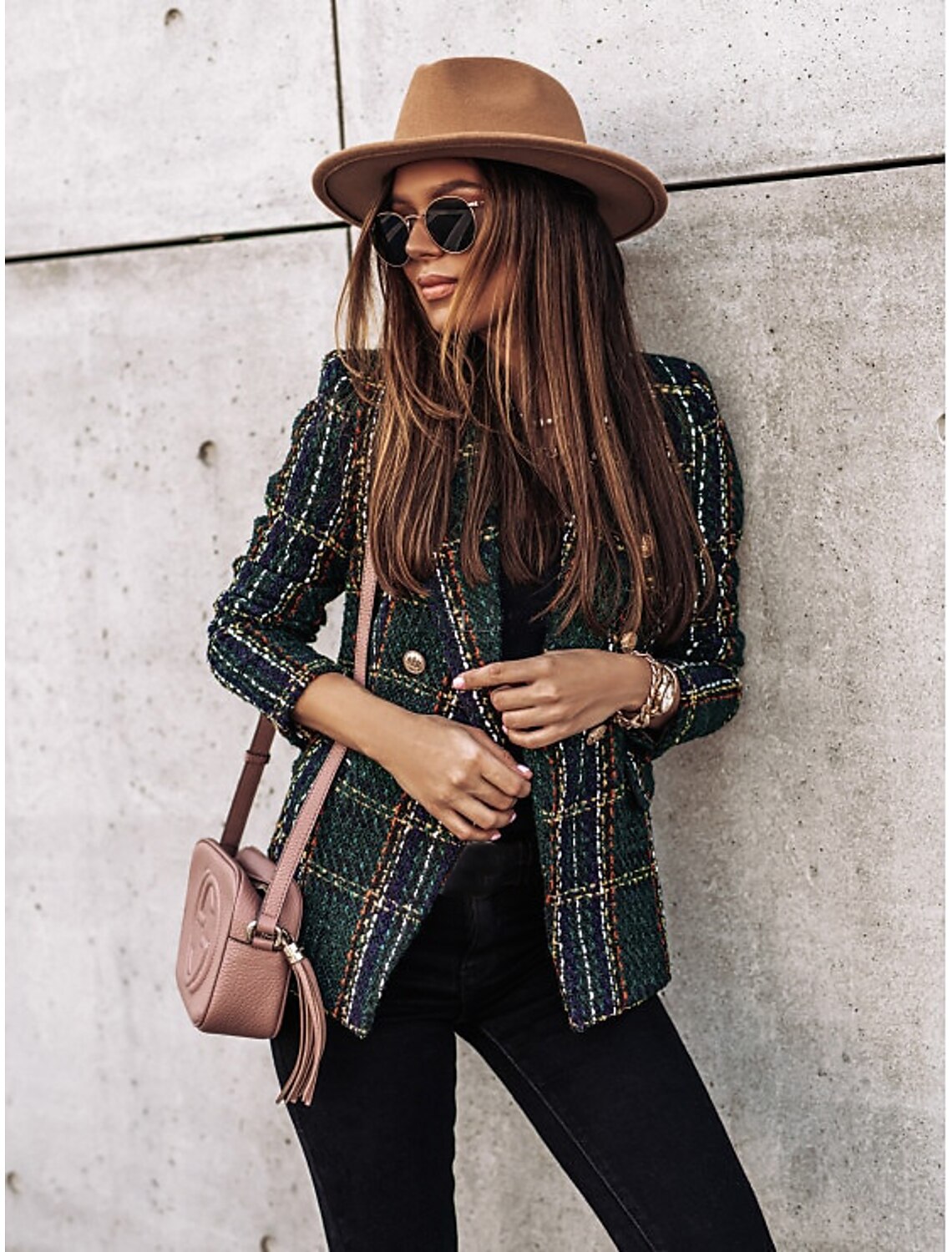 Women's Blazer Geometric Print Plaid Long Sleeve Coat Spring Fall Valentine's Day Double Breasted Regular Jacket Red