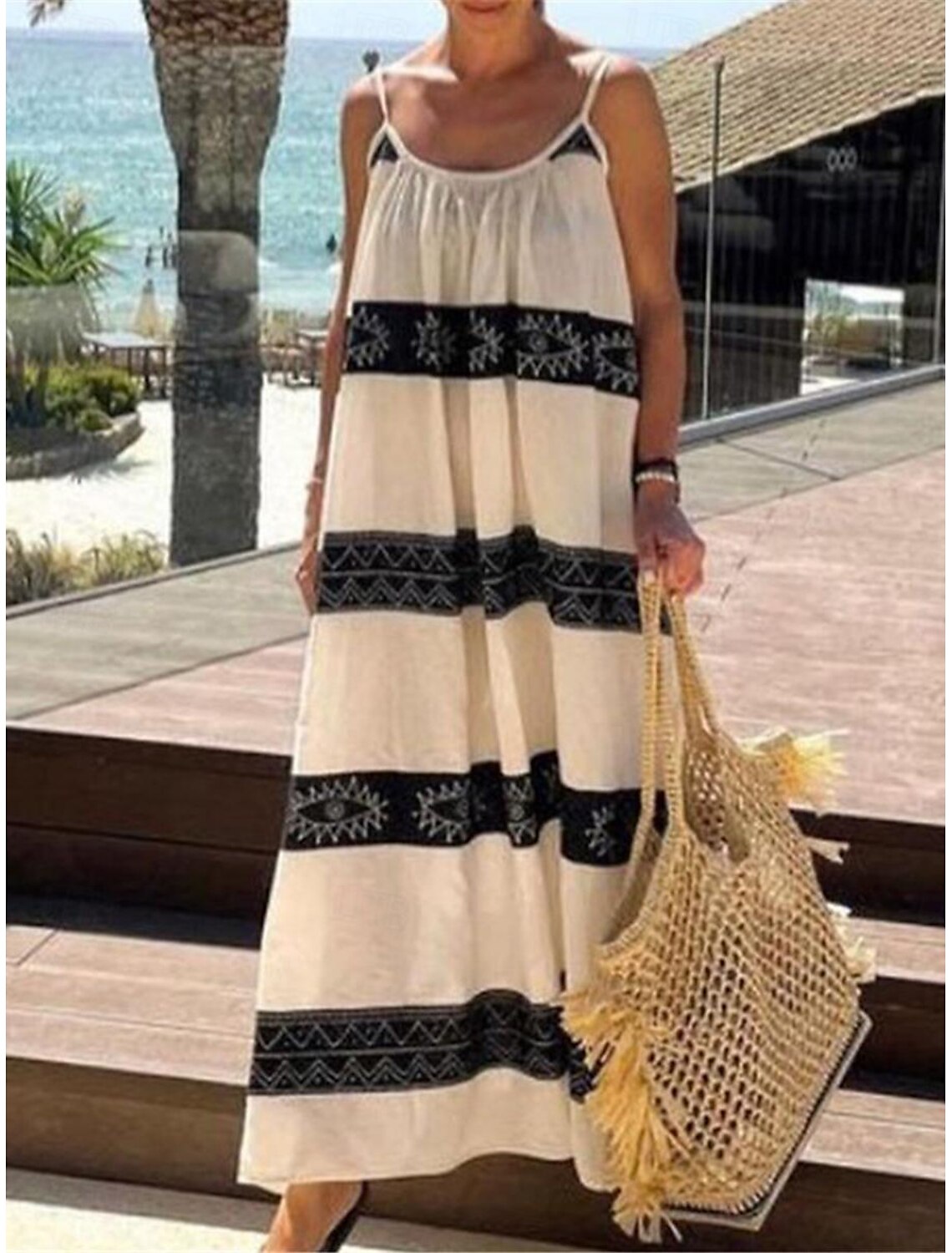 Women's Casual Dress Print Strap Long Dress Maxi Dress Bohemia Hawaiian Vacation Beach Sleeveless Summer