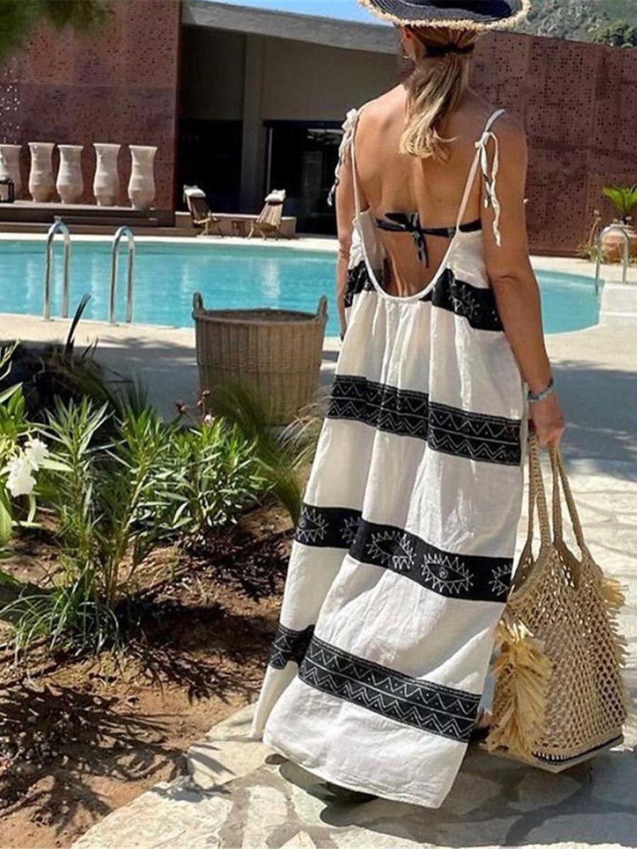 Women's Casual Dress Print Strap Long Dress Maxi Dress Bohemia Hawaiian Vacation Beach Sleeveless Summer