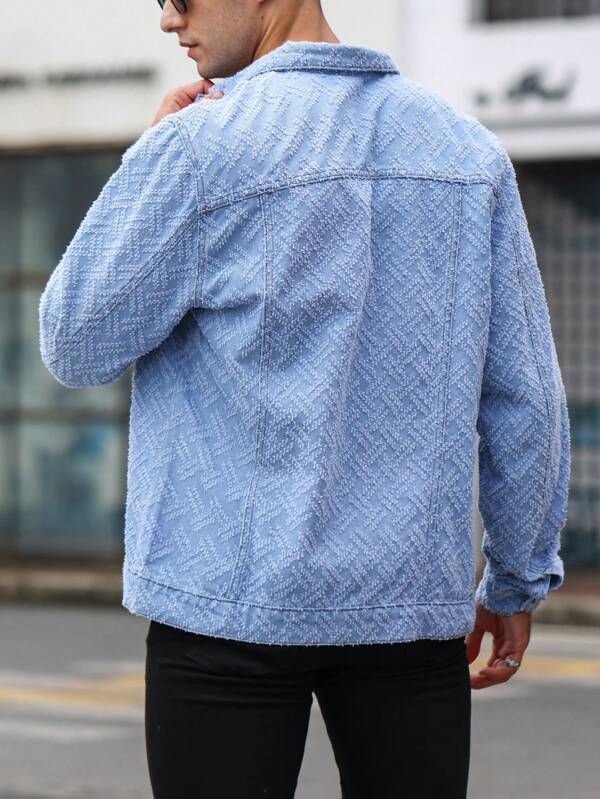 Men Flap Pocket Button Up Denim Jacket