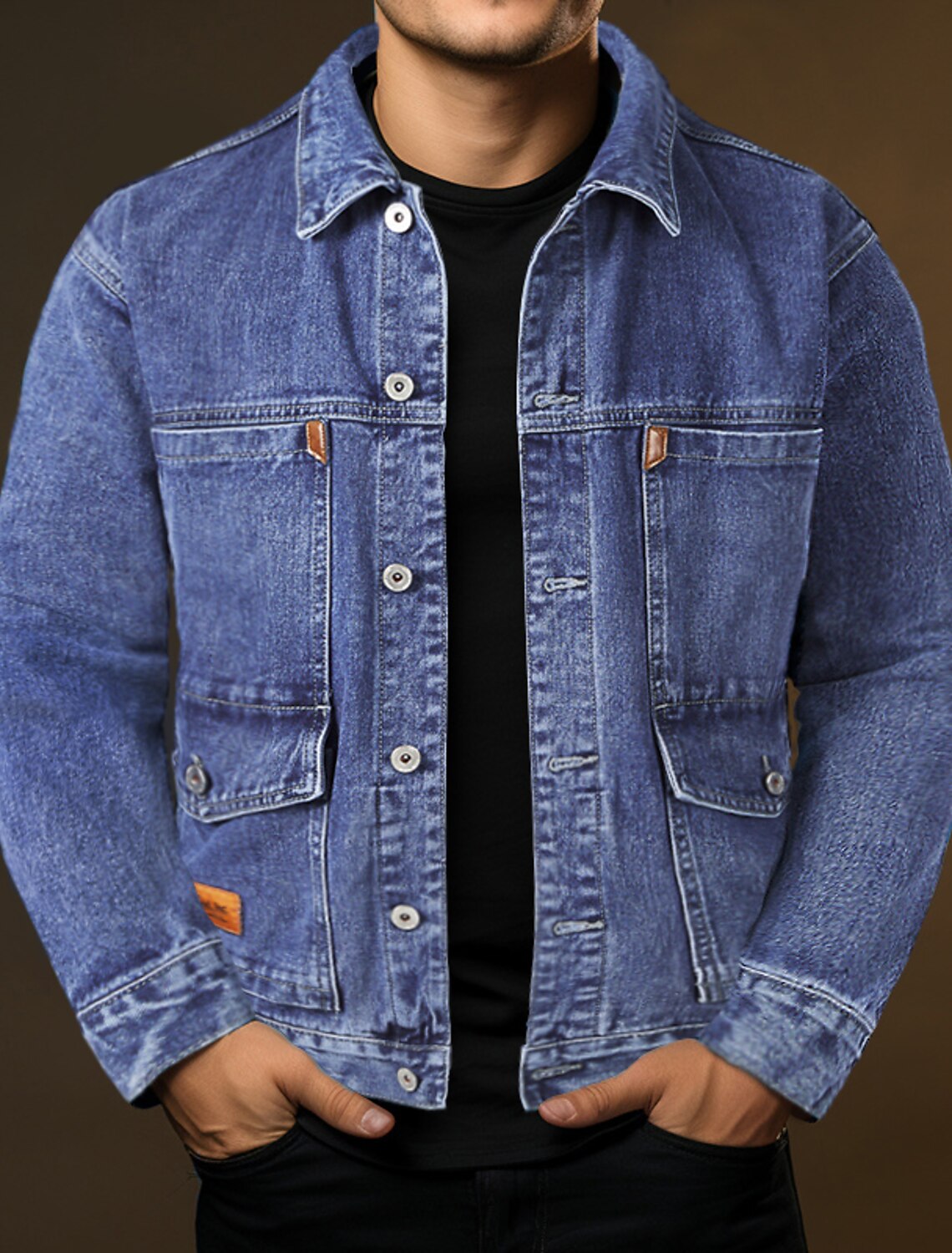 Men's Jacket Denim Jacket Outdoor Daily Wear Pocket Spring & Fall Plain Fashion Streetwear Lapel Regular