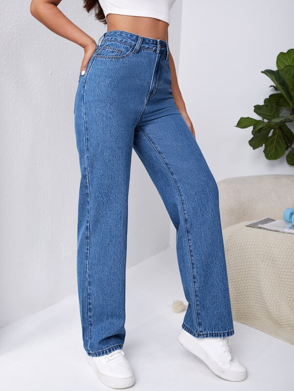 Frenchy High Waist Slant Pocket Boyfriend Jeans