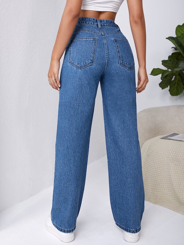 Frenchy High Waist Slant Pocket Boyfriend Jeans