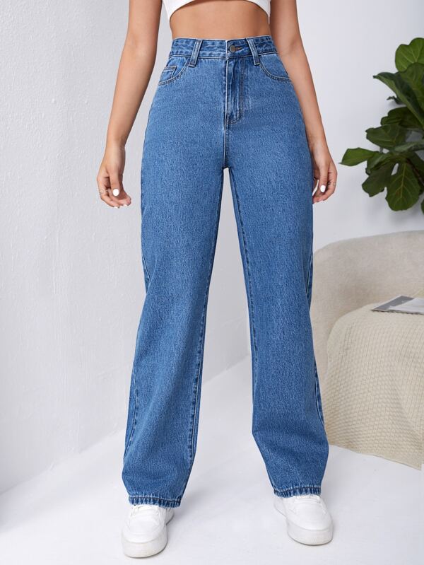 Frenchy High Waist Slant Pocket Boyfriend Jeans