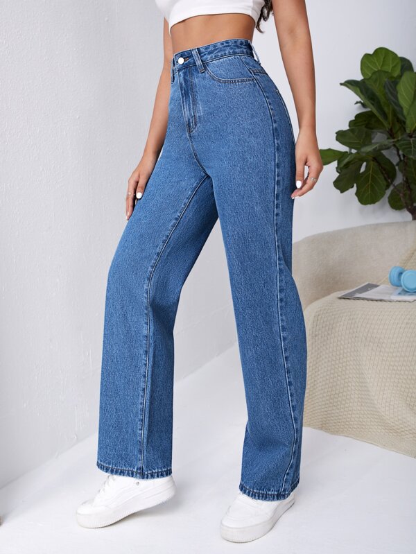 Frenchy High Waist Slant Pocket Boyfriend Jeans