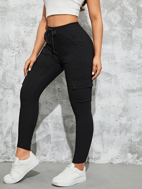 Drawstring Waist Knot Front Jeans