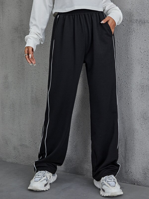 Contrast Piping Sweatpants