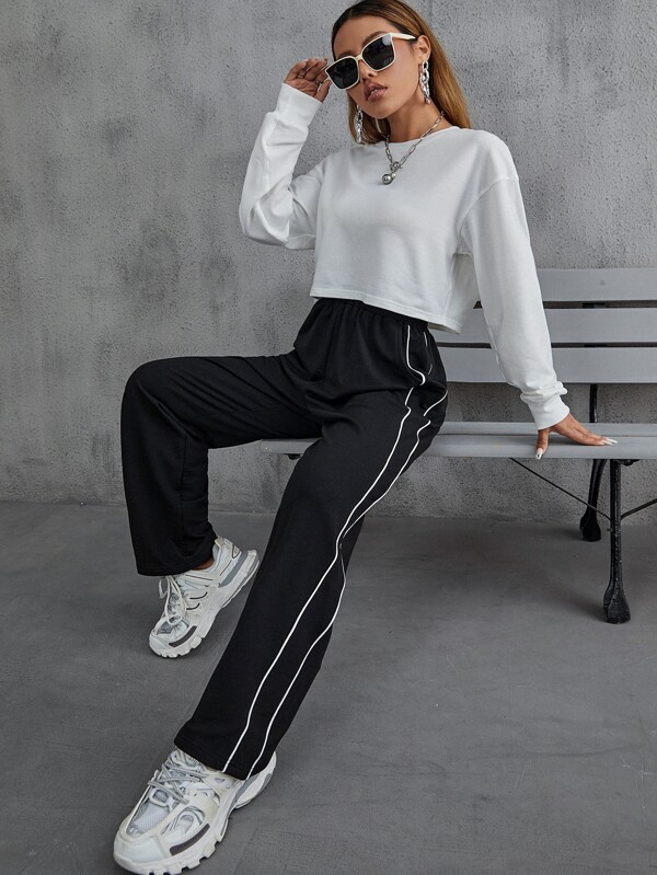 Contrast Piping Sweatpants