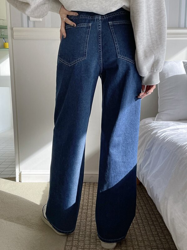 High Waist Slant Pocket Jeans