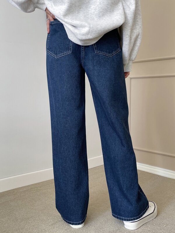 High Waist Slant Pocket Jeans