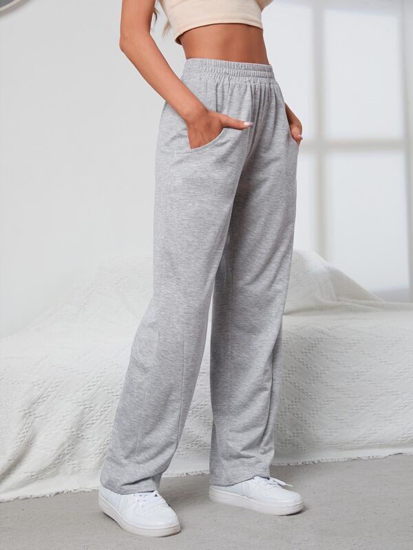 Elastic Waist Slant Pocket Sweatpants