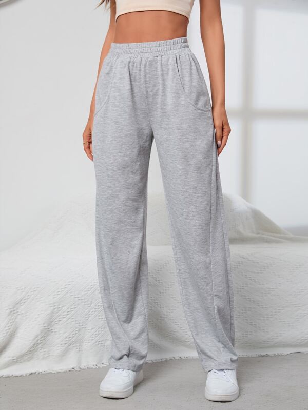 Elastic Waist Slant Pocket Sweatpants