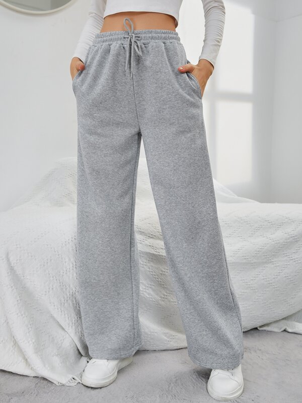 Solid Drawstring Slant Pocket Sweatpants