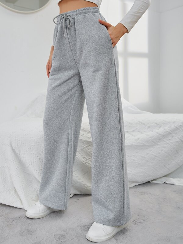 Solid Drawstring Slant Pocket Sweatpants