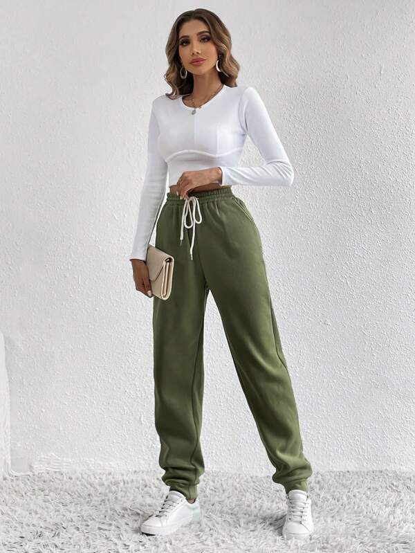 Tall Drawstring Waist Slant Pocket Sweatpants