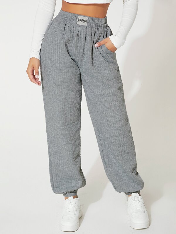 Letter Patched Slant Pocket Sweatpants