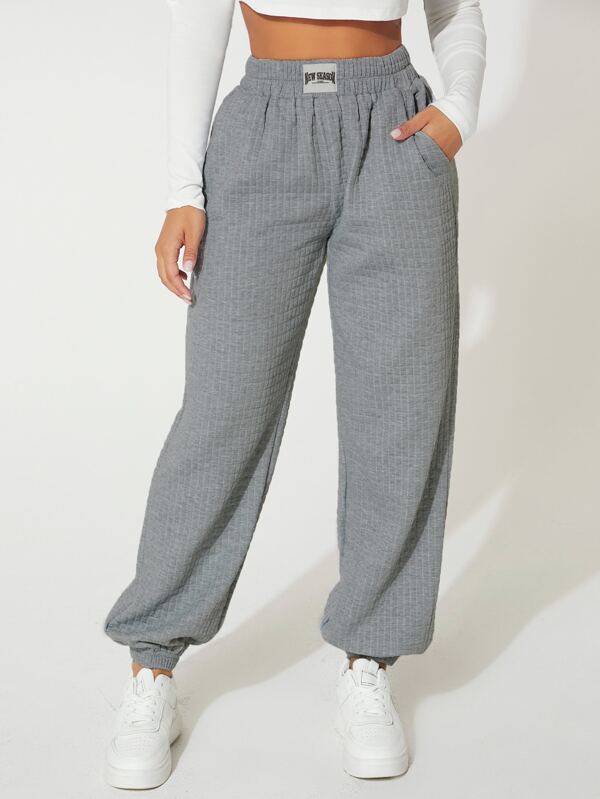 Letter Patched Slant Pocket Sweatpants