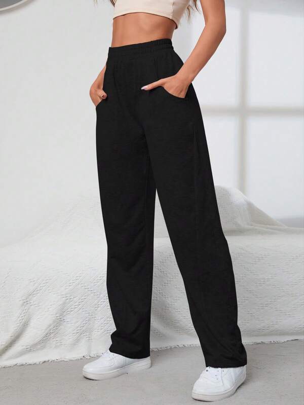 Slant Pocket Elastic Waist Sweatpants