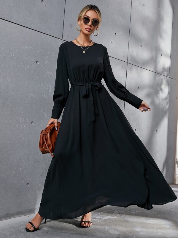 Clasi Solid Belted Maxi Dress