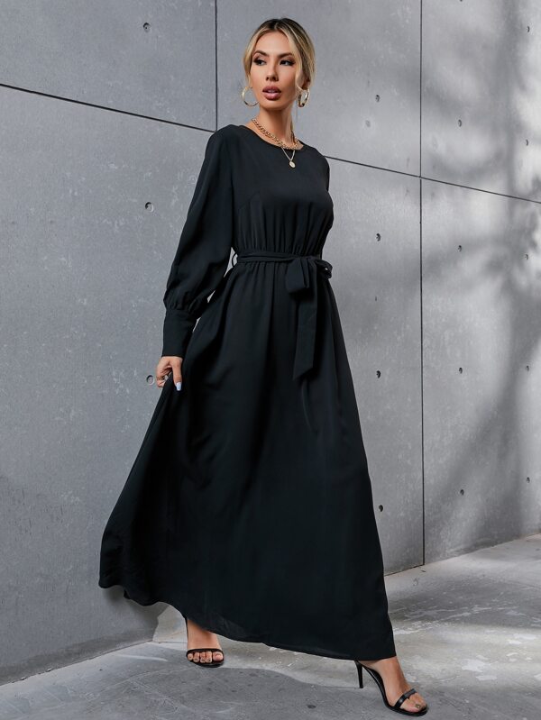 Clasi Solid Belted Maxi Dress